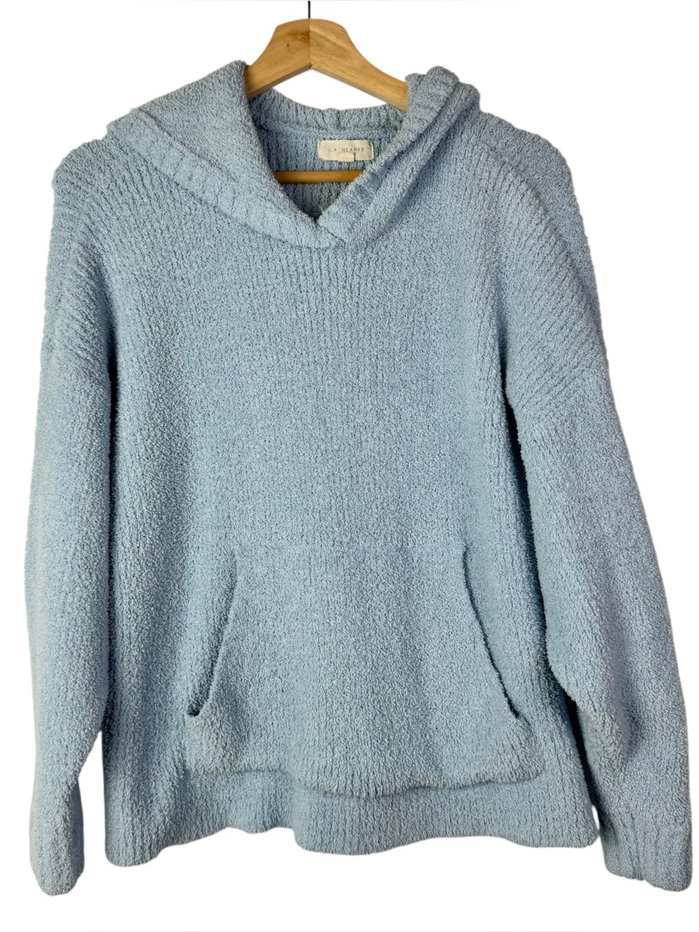 LA Hearts Light Blue Textured Soft Fleece Pullover Hoodie XS